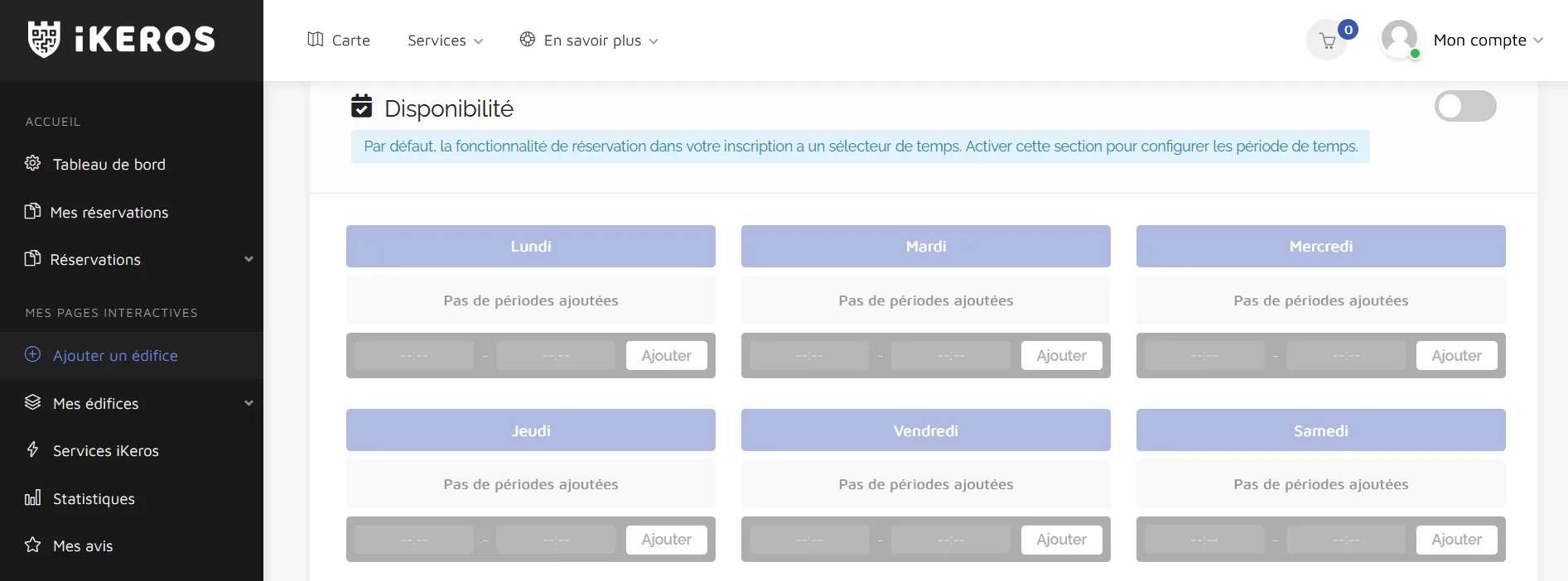 Gestion des réservations de visites dans le tableau de bord iKEROS